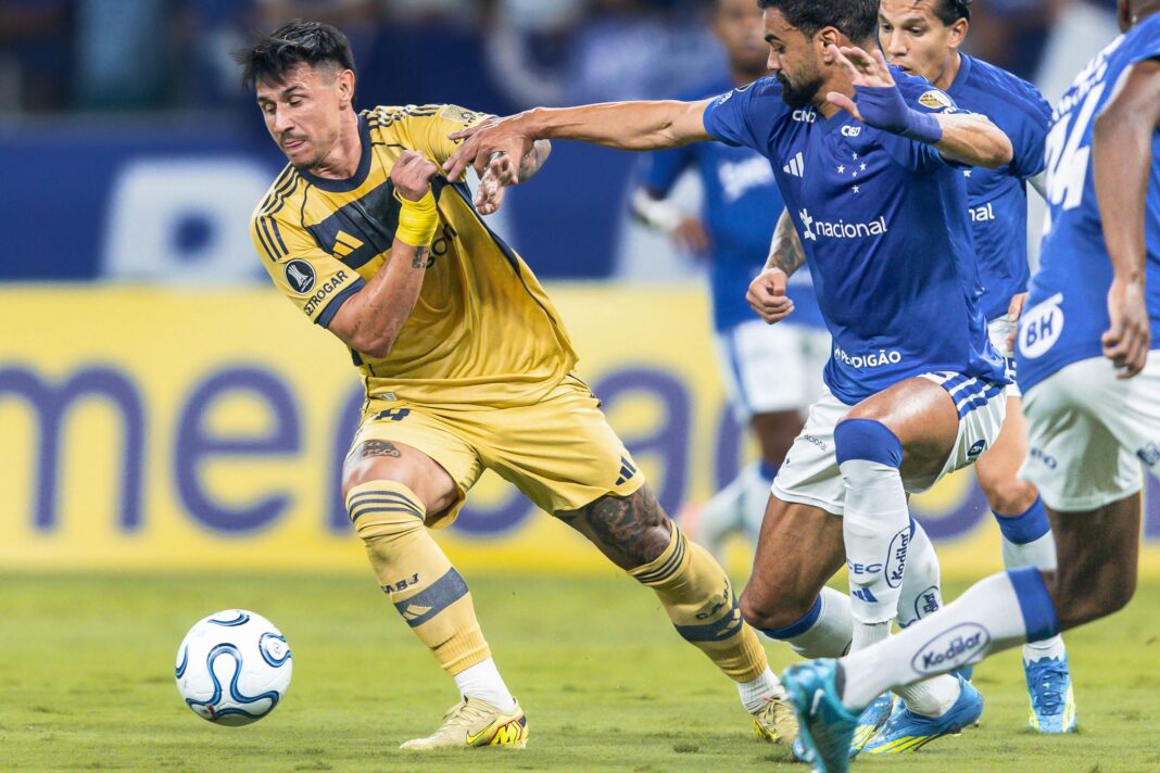 Jugadores de Boca Juniors en el partido en Brasil