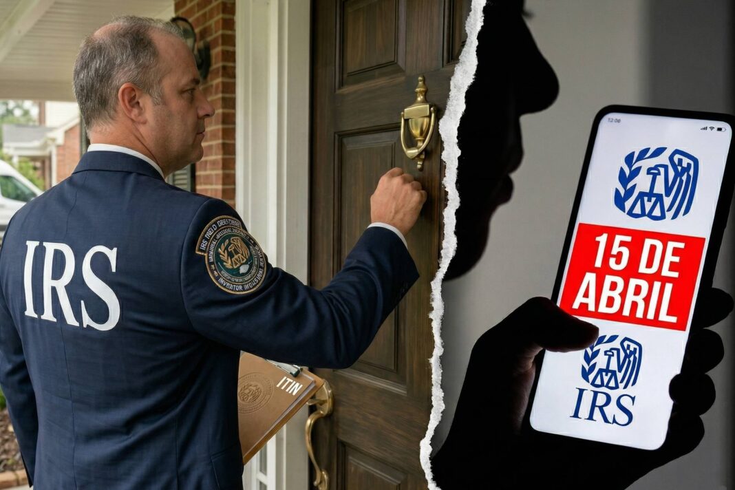 Calendario mostrando la fecha 15 de abril junto a un sobre y documentos fiscales, simbolizando el plazo del IRS.