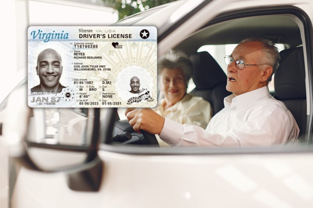 Persona sosteniendo una Driver Privilege Card del DMV de Virginia