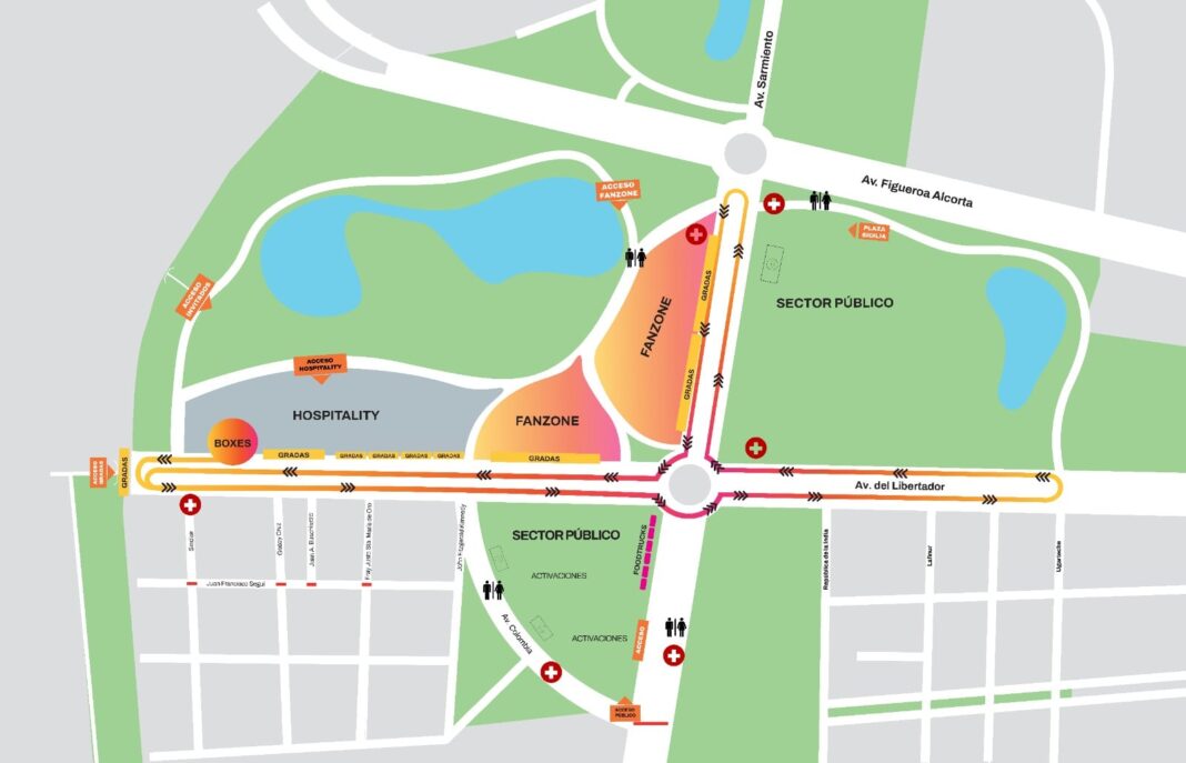 Ilustración de agenda presidencial y mapa de calles de Buenos Aires