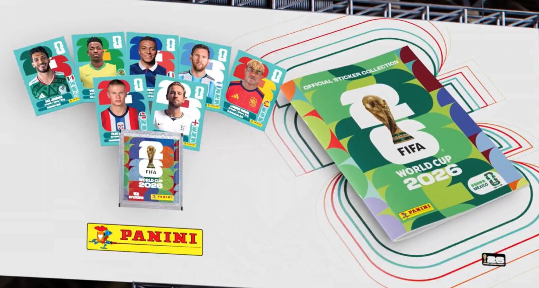Álbum de figuritas del Mundial 2026 de Panini abierto con cromos de selecciones