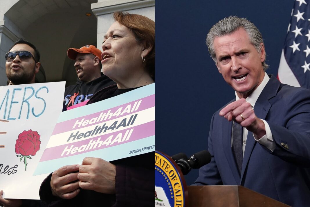 Protesta de médicos y defensores de derechos civiles en el Capitolio de California contra recortes en Medi-Cal