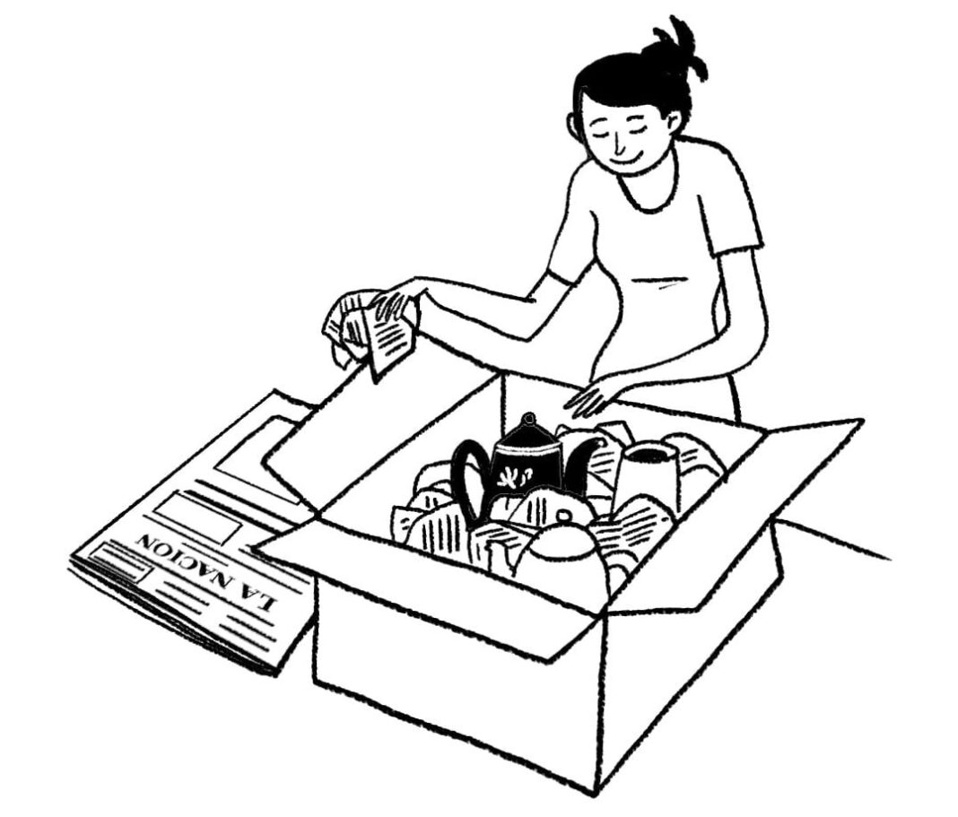 Ilustración de sobres y cartas sobre una mesa