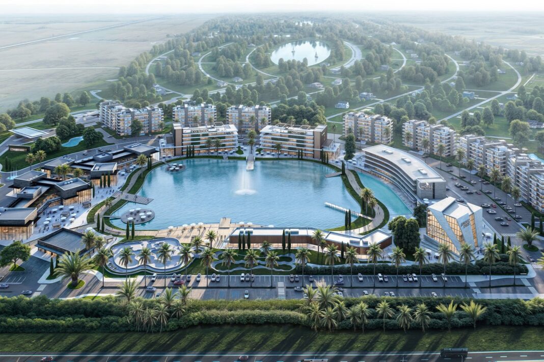 Vista de torres residenciales en construcción en Puerto Nizuc, Hudson