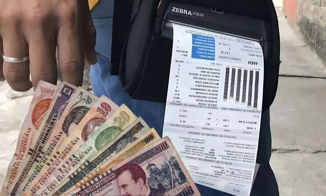 Factura de energía eléctrica de Honduras con calendario de pago