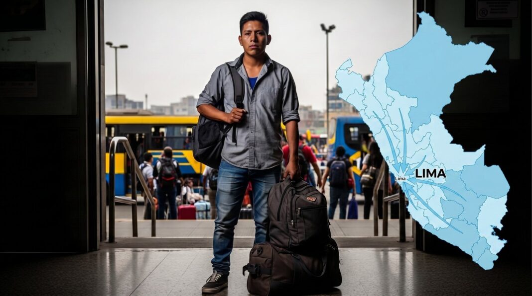 Mapa de Perú con flujos migratorios hacia Lima según Censo 2025