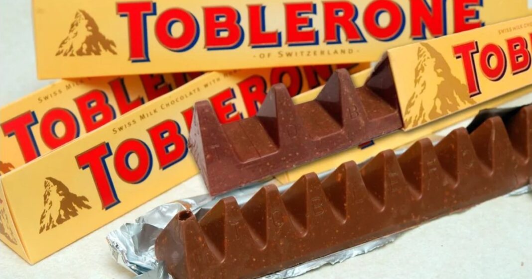 Logotipo de Toblerone con la silueta del Monte Cervino y un oso oculto