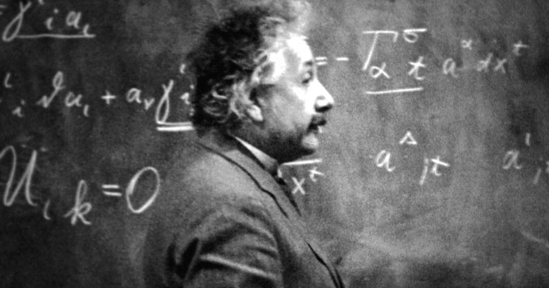 Retrato de Albert Einstein con texto de la frase aprende del ayer vive el hoy ten esperanza en el mañana