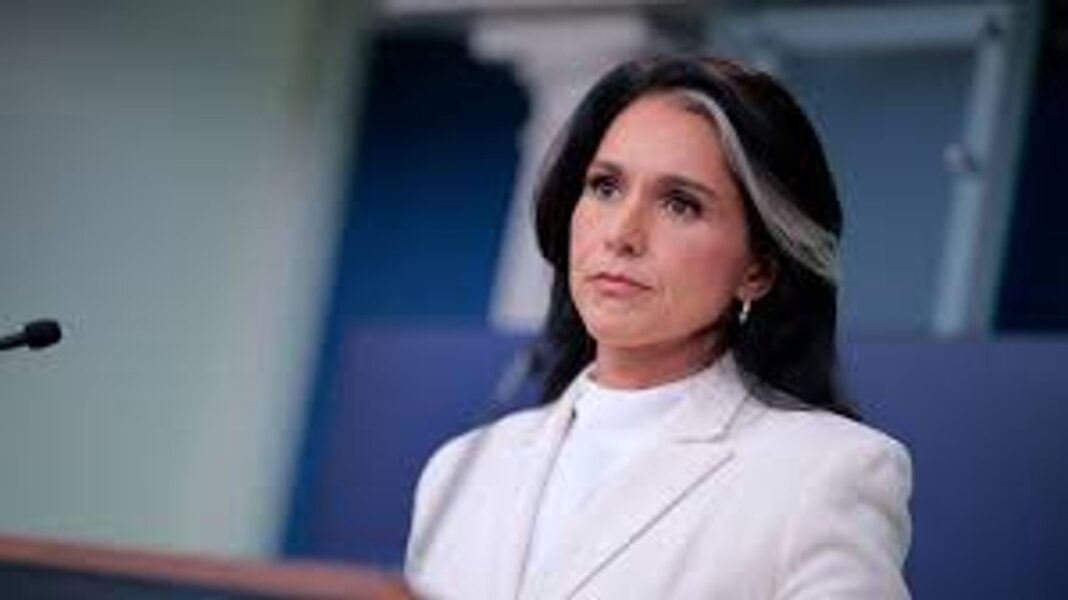 Tulsi Gabbard en una conferencia de prensa