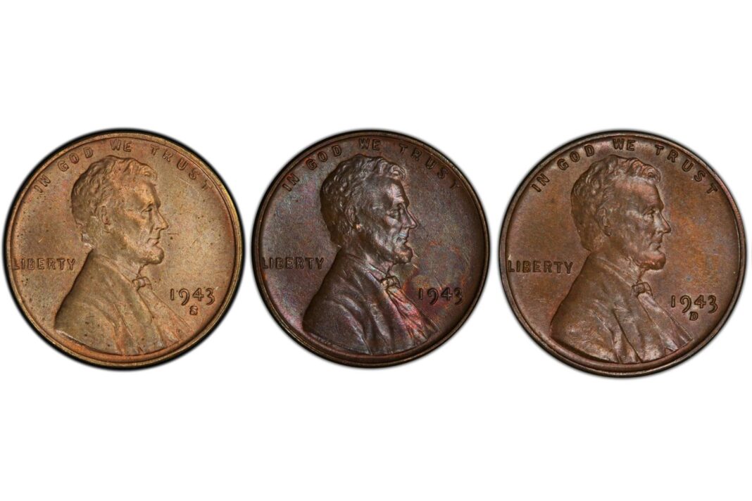 Centavo Lincoln Wheat de 1943 de cobre, anverso y reverso