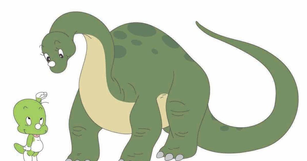 Fósil de dinosaurio juvenil Doolysaurus huhmini en bloque de roca
