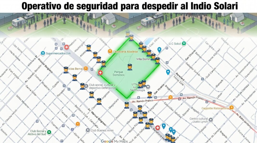 Operativo de seguridad en Parque Domínico para el velatorio del Indio Solari